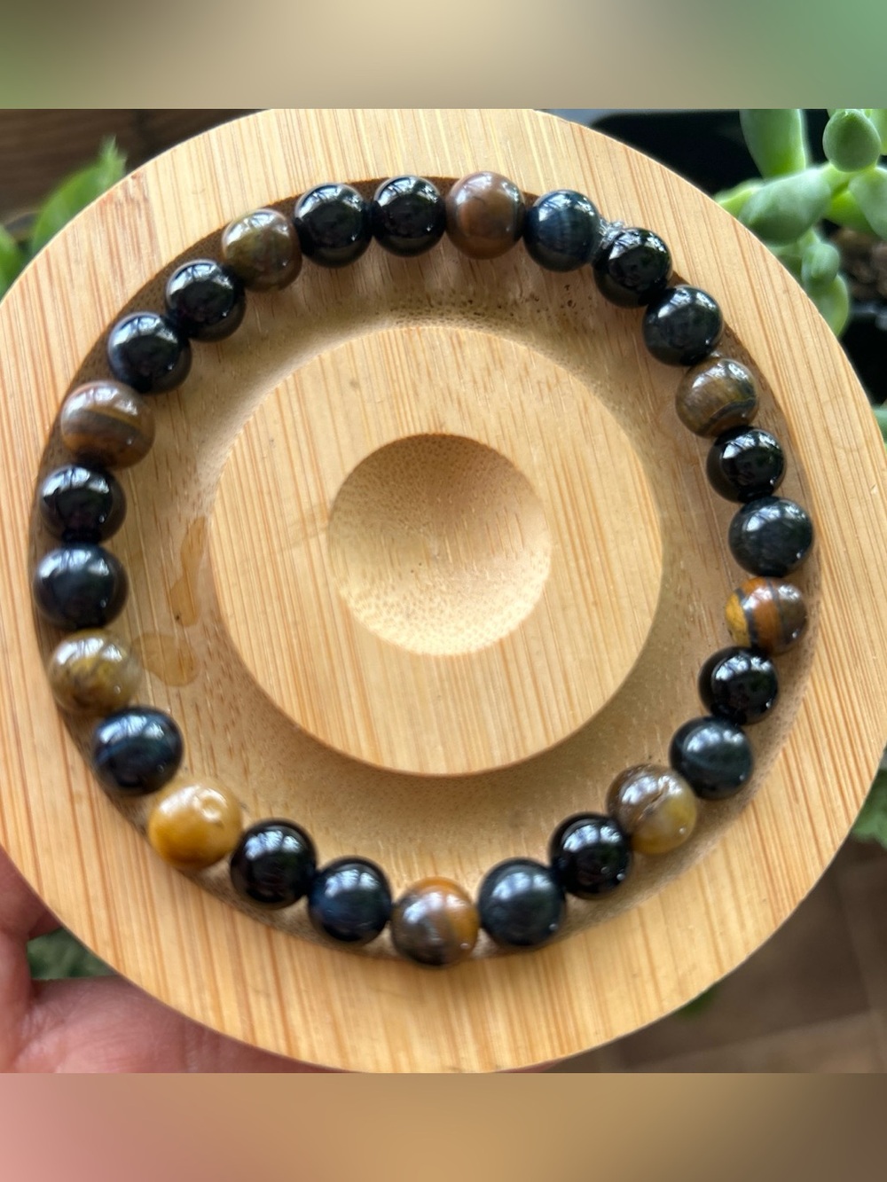 Men's Tiger Eye + Blue Tiger Eye + Black Obsidian Stretch Bracelet